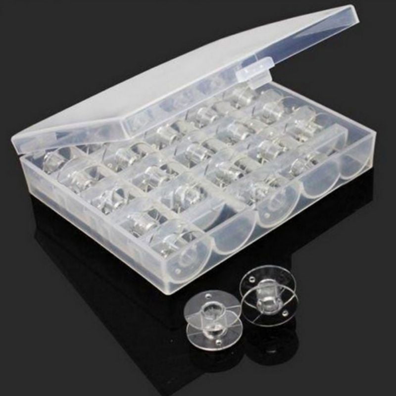 25 Pcs Plastic Sewing Machine Bobbins with Case for Brother Singer