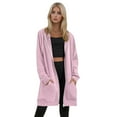thumbnail image 2 of Resicozy Women's Zip Up Hoodies Oversized Solid Color Long Tunic Sweatshirts Casual Fall Jacket Coat with Pocket Pink M, 2 of 6