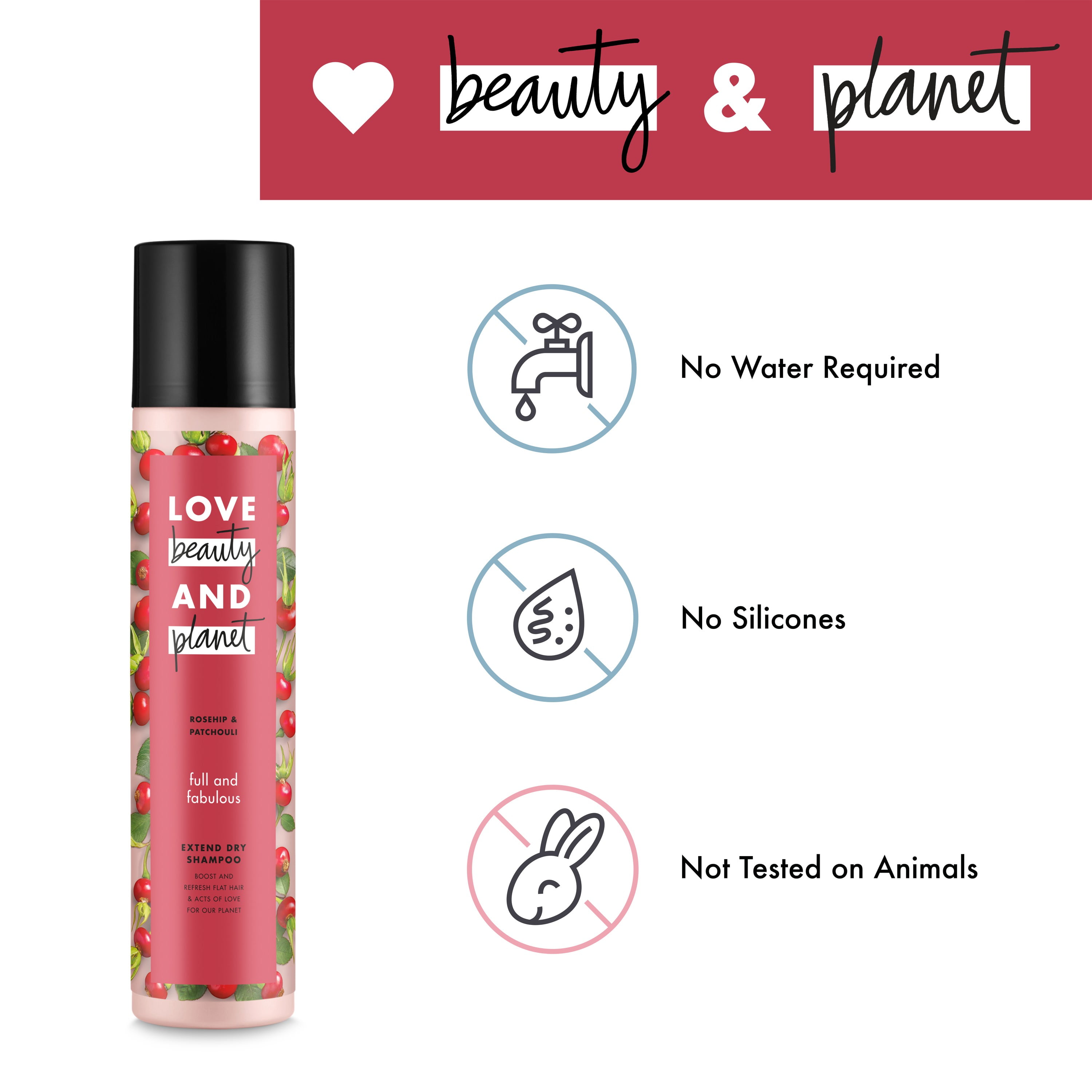 Love Beauty And Planet Full and Fabulous Extend Dry Shampoo Rosehip & Patchouli 4.3 oz