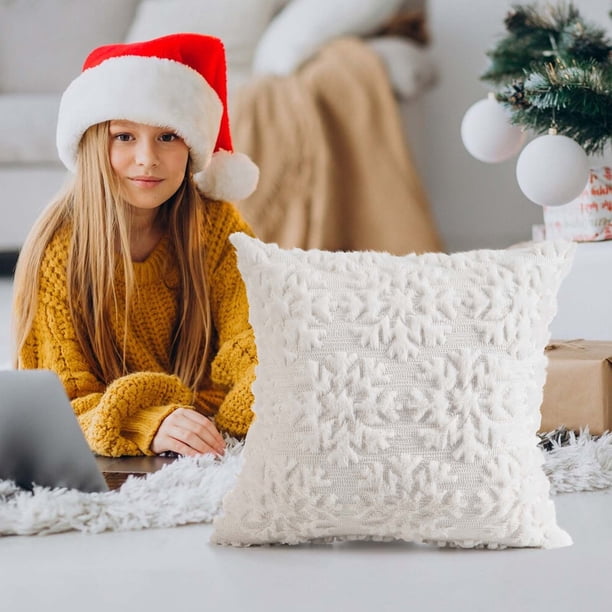 Christmas Light Pillow Covers Soft Multicolor Plush Snowflake Reindeer Shape Sofa Cover Home Decoration