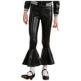 thumbnail image 3 of Aislor Girls Boys Shiny Metallic Flared Pants Bell Bottoms Sequins Ruffle Dance Performance Yoga Leggings Trousers Size 6-16 Black 12, 3 of 7