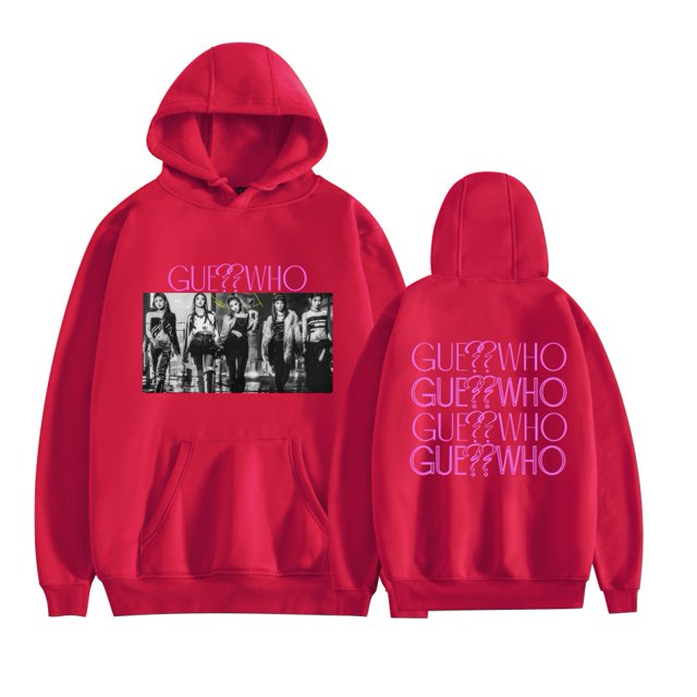 GUE Double Sided Pattern Hoodies For Unisex Vintage Pullovers,XL,Red1