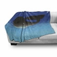 thumbnail image 3 of Whale Soft Flannel Fleece Throw Blanket, Mammal in the Ocean Moon and Stars Kid Friendly Design, Cozy Plush for Indoor and Outdoor Use, 70" x 90", Blue Grey and Pale Blue, by Ambesonne, 3 of 6
