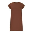 thumbnail image 3 of Birdeem Robes pour Femmes Mode Féminine Automne Couleur Unie Col Rond Poches Manches Courtes Robes, 3 of 10