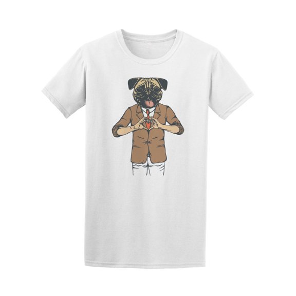 Hipster Pug Dog Heart Sign Tee Men's -Image by Shutterstock
