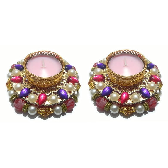 FineArt Christmas Decorations/Christmas Tea Light Candle Holder/Kundan Diya Stand for Gifts/Home Décor