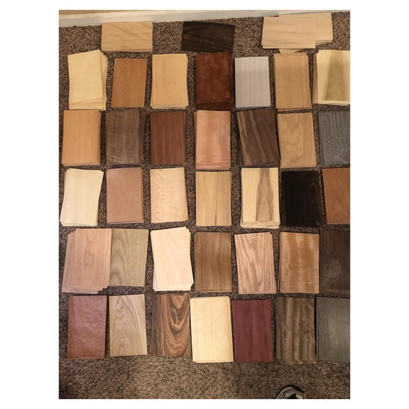 Wood Veneer Variety Pack 655" x 8" Domestic Exotic Marquetry Pack Inlay 1/42" Thickness Over 18 Square feet
