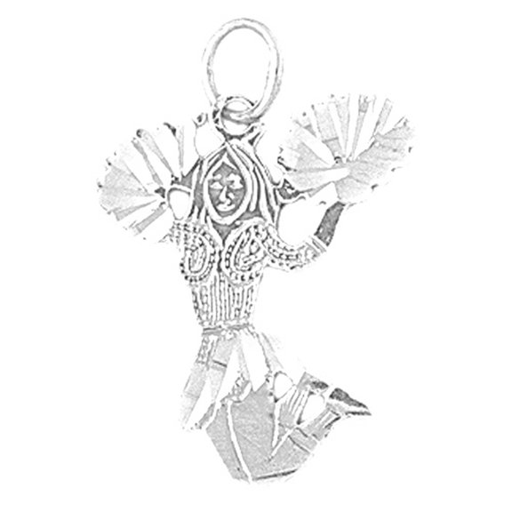 Jewels Obsession Sterling Silver Cheerleader Pendant