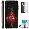 thumbnail image 1 of Compatible with AT&T Maestro 3 Brushed Metal Texture Hybrid Silver Guard Phone Case Cover (Red Gothic Cross), 1 of 2