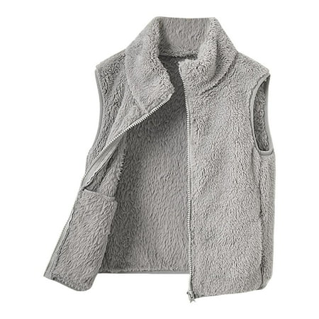 

NIEWTR Toddler Baby Boys Girls Fleece Vest with Ear Button Sleeveless Jacket Kids Fall Winter Clothes Hooded Outerwear Coat(6-7 Years A01-Grey)