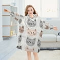 thumbnail image 5 of FORMRS Wearable Blanket Hoodie with Sleeves for Kids Cozy Flannel Sweatshirt, Gray Cat Pattern, 5 of 7