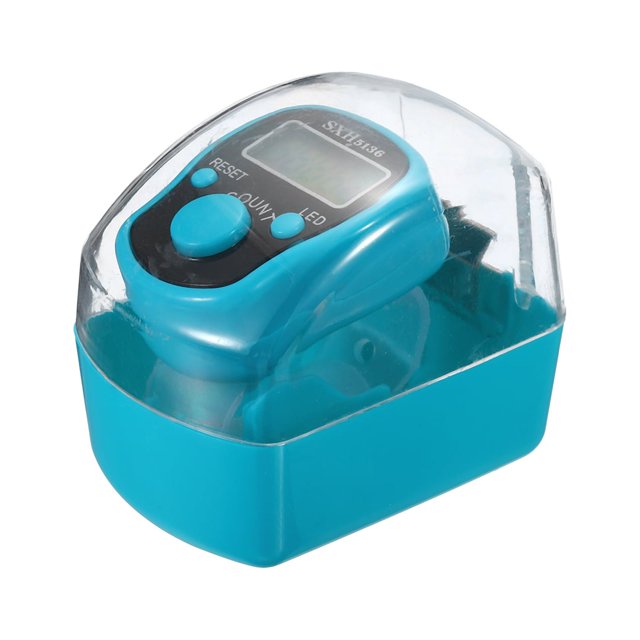 Unique Bargains 0-99999 5 Digital LED Display Finger Tally Counter with Case, Blue