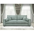 thumbnail image 2 of Large Convertible Upholstered Sofa Bed with Adjustable Backrest, Classic 3-Seat Couch with Square Arms and Pillow for Small Spaces Living Room Bedroom Apartment, 91'', Light Green, 2 of 6