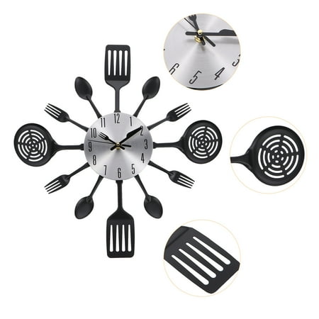 Soimiss 1Pc Modern Kitchen Wall Clock with Quiet Sweep Hand and Stainless Steel Forks