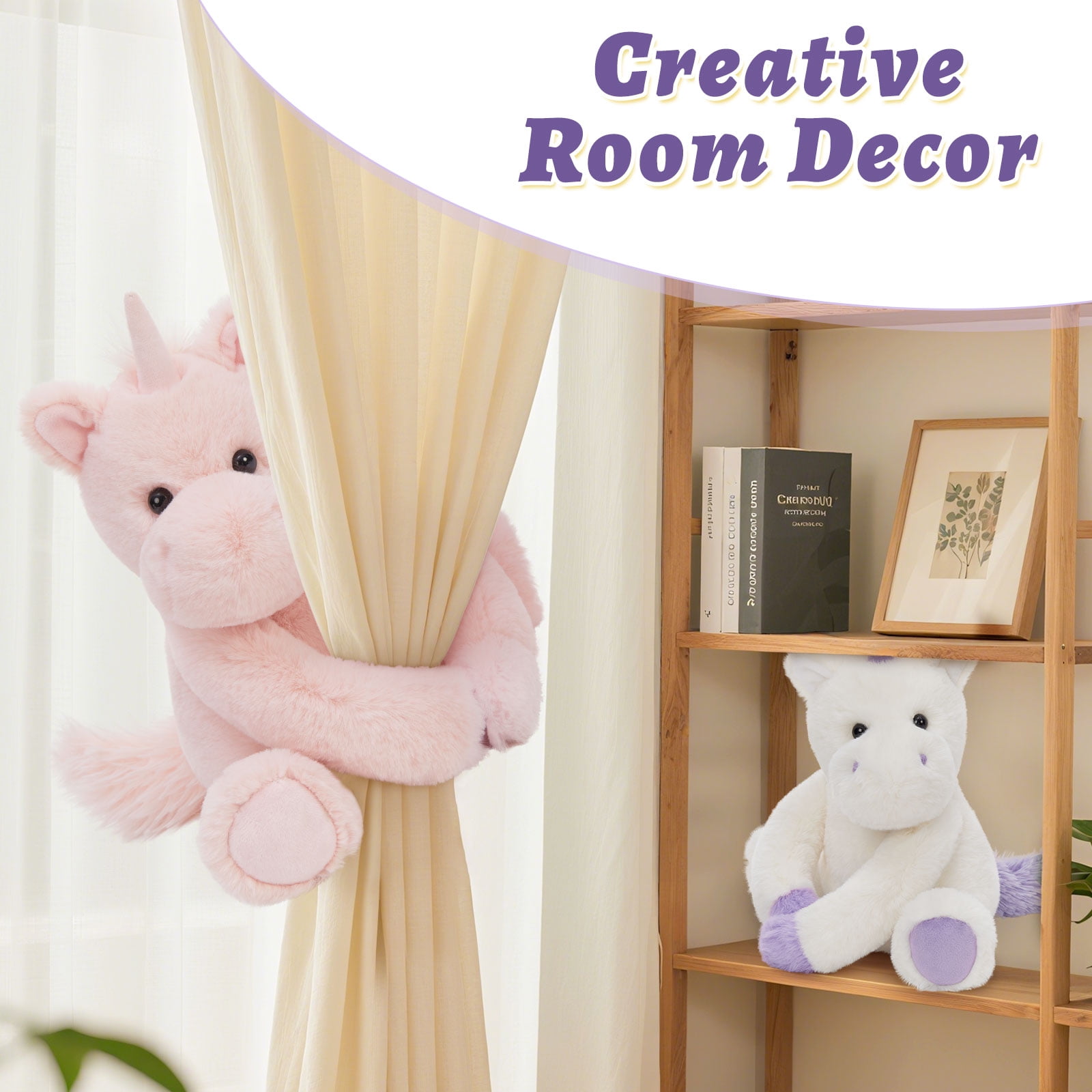 MorisMos Heatable & Coolable Unicorn Stuffed Animals Set,Weighted Microwavable/Freezable Cuddly Stuffed Unicorn Pair,Long-Arms Hugging Unicorn Plush Toys