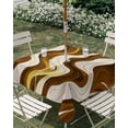 thumbnail image 3 of Square Outdoor Tablecloth with Umbrella Hole Geometric Brown Outside Table Cloth Waterproof Patio Table Cover Gold Vintage White Stripe Coastal Sea Wave Zipper Tablecloths for Picnic 54x54 Inch, 3 of 8