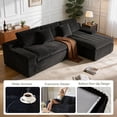 thumbnail image 4 of HipyMo 105" Sectional Couches for Living Room Corduroy Cloud Couch Sofa with L-Shape Upholstered Boneless Couchs Modern Modular Sectional Couch with Chaise (Right Facing Chaise+2Seaters, Black), 4 of 9