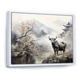 thumbnail image 2 of Designart "Cow Sumi Asian beauty VIII" Asian Floater Framed Wall Art Print, 2 of 7