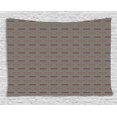 thumbnail image 1 of Geometric Tapestry, Repeating Rectangular Blocks Abstract Ethnic Style with Bricks Motif, Wall Hanging for Bedroom Living Room Dorm Decor, 60W X 40L Inches, Orange Black White, by Ambesonne, 1 of 2