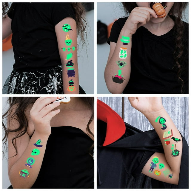 Tatuajes temporales luminosos ZHAOCHENG para niños 20 piezas de estilos de Halloween