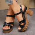 thumbnail image 3 of Sandals for Women Platform Lug Sole Ankle Strap Heels Comfortbale Arch Support Orthopedic Shoes Bridal Wedding Party Dress Shoes Black Size 9.5, 3 of 6