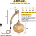 thumbnail image 4 of Retro Japanese Style Bamboo Bedside Wall Lamp Restaurant Rattan Lampmine Bedroom Background Wall Lamps US Plug-B, 4 of 5
