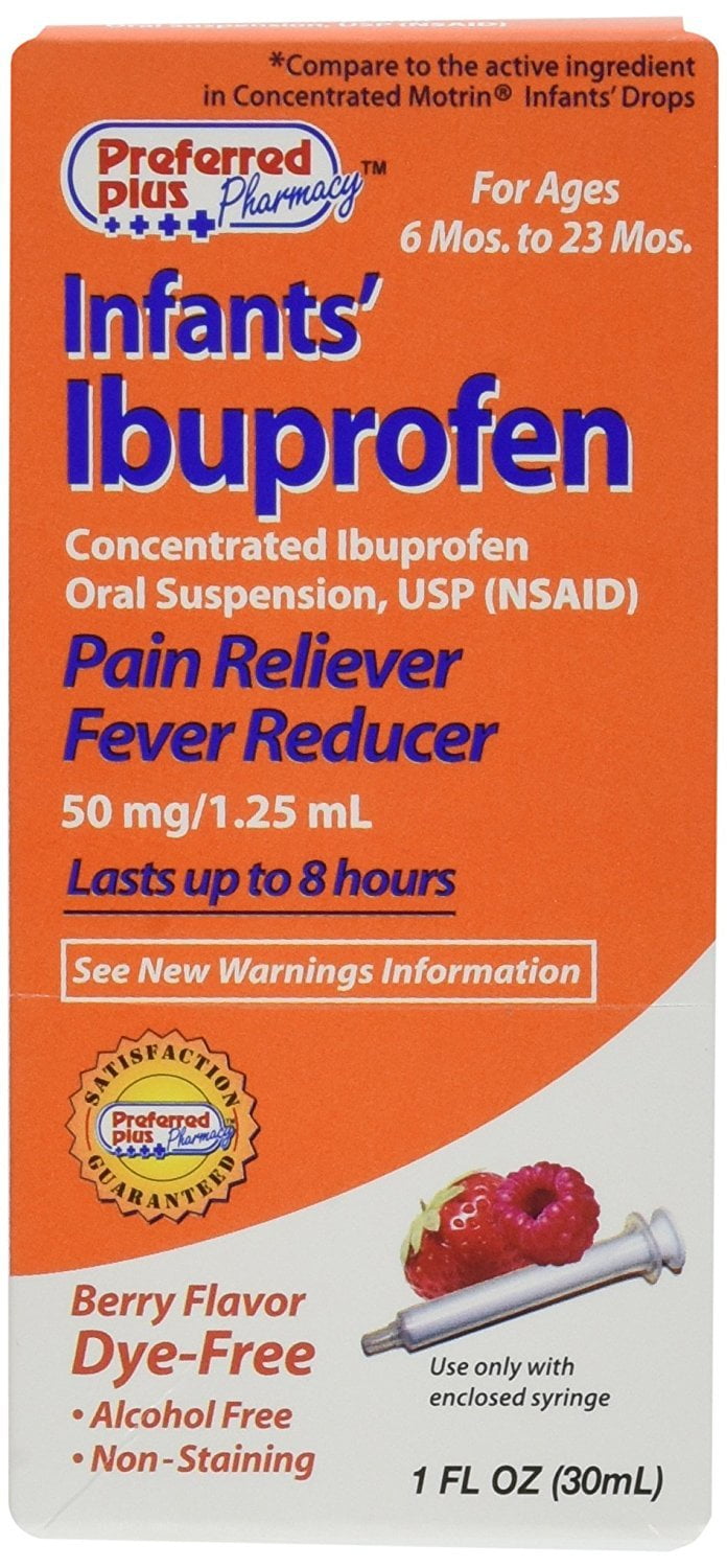 Ibuprofen Infants Pain Reliever Fever Reducer Drops, Berry Flavor, Dye
