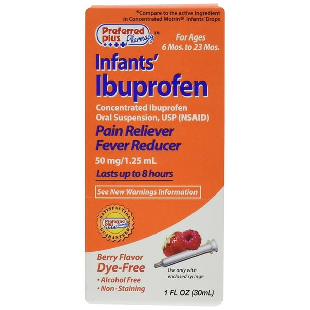 Ibuprofen Infants Pain Reliever Fever Reducer Drops, Berry Flavor, Dye