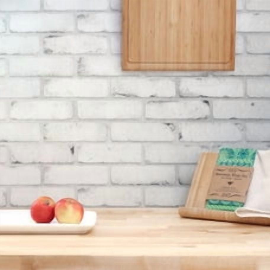 Smart Tiles Peel and Stick Backsplash, 5 Adhesive Tiles, Brik Grey/White, 21.28"x10.86"