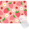 thumbnail image 1 of Square Aesthetic Pink Mouse Pad Personalized Mouse Mat Design with Waterproof NonSlip Rubber Base Computer Mouse Pads for Wireless Mouse, Featuring Cute Pink Strawberries and Flowers, 1 of 6
