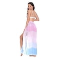 thumbnail image 3 of FORMRS Womens Long Sarong Beach Wrap Semi-Sheer Bikini Skirt Bathing Swimsuit Cover Up, Light Pink Stripes, 3 of 7