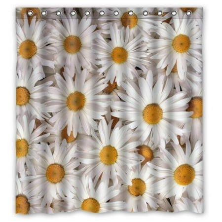 Round Bathroom Windows ARTJIA Beautiful Daisy Cluster Round Pattern Waterproof Bathroom Fabric Shower Curtain 66x72 inches ()