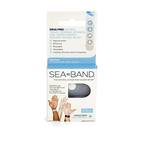 Sea-Band Wristband, Adult, Colors May Vary, 1 Pair, Anti-Nausea Acupressure Motion or Morning Sickness