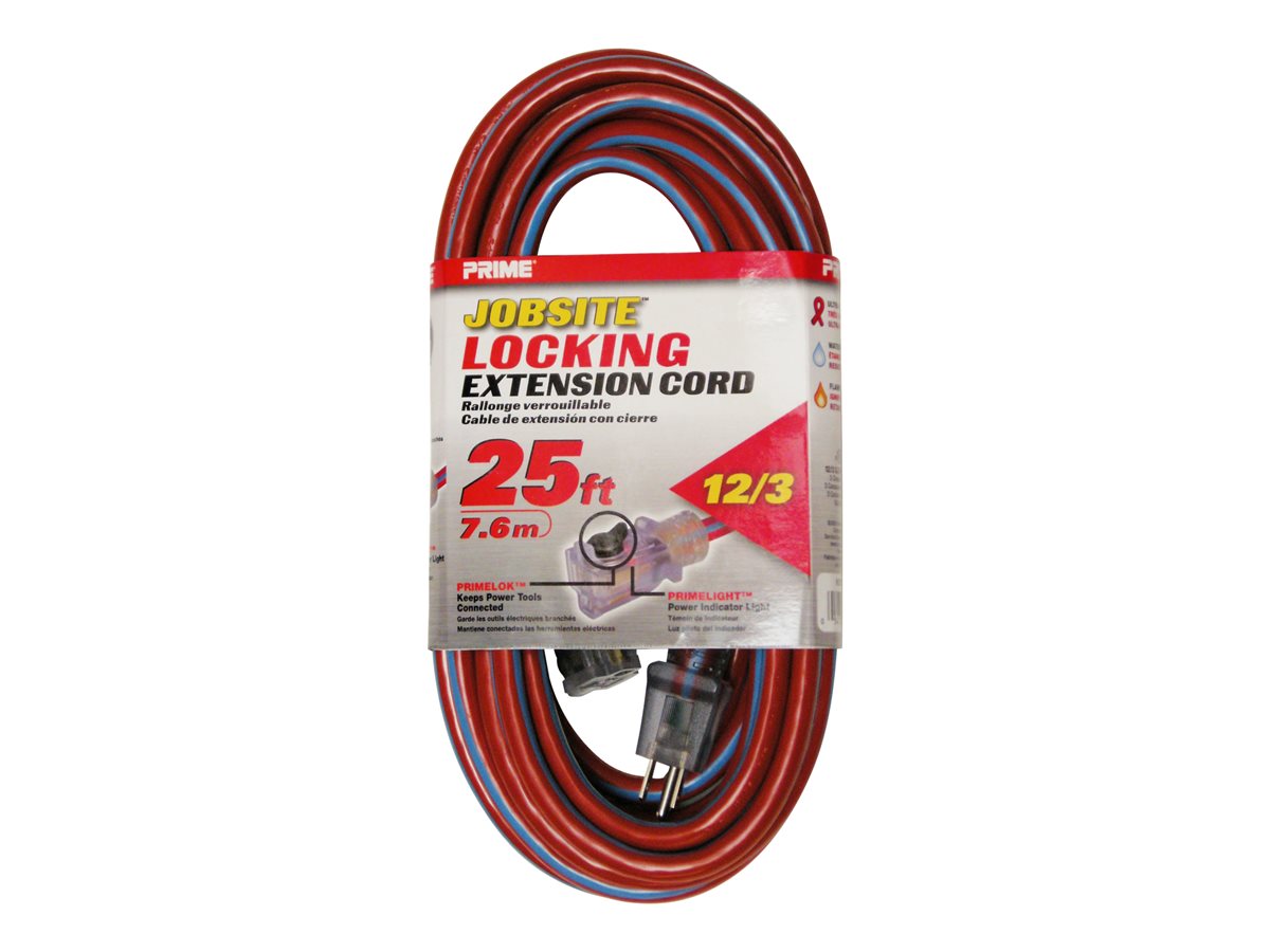 Prime KCPL507825 25' 12/3 SJTW Red/Blue Jobsite Locking Extension Cord - image 2 of 8