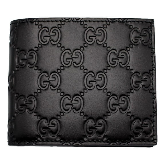 Gucci Guccissima Black Embossed Leather Bifold Wallet NEW