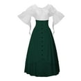 thumbnail image 1 of Fozruso High Waist Button Down Skirt With Gothic Asymmetrical Top For Halloween Party Cosplay(Green), 1 of 2
