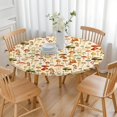 thumbnail image 3 of Colorful Mushroom Assortment Beige Pattern Round Fitted Tablecloth with Elastic Edge,Dining Table Cover Waterproof,Outdoor Round Tablecloth for Camping,Dining,Indoor and Outdoor, 3 of 7