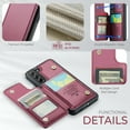 thumbnail image 4 of for Samsung Galaxy S21 FE Premium PU Leather Back Case, Multiple Card Slots Design, Double Magnetic Clasp Study Kickstand RFID Blocking Classic Phone Cover for Samsung Galaxy S21 FE, Winered, 4 of 9