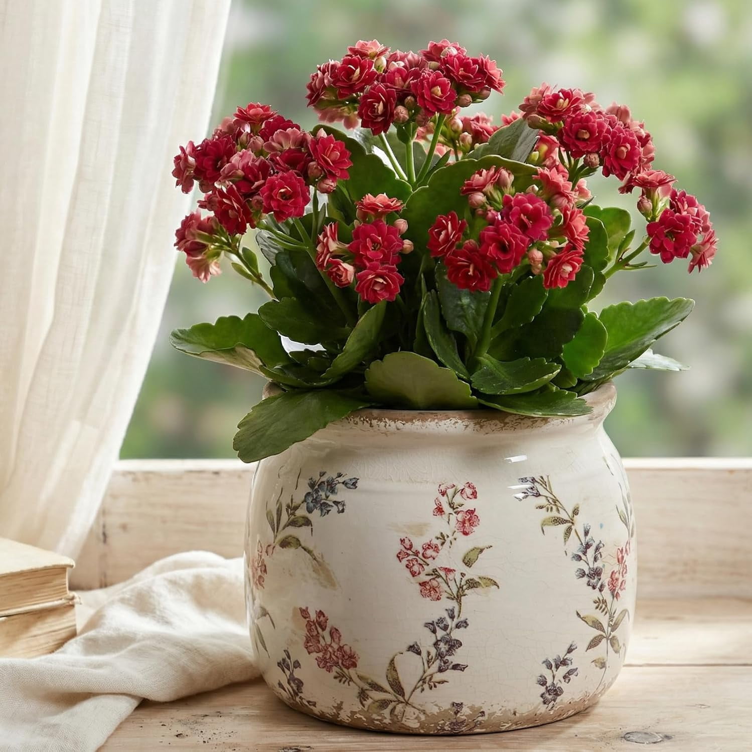 Flower Pots, Vinta Ceramic Planters for Indoor Plants, 6.29'' Plant Pots with Draina, French Country Lavender Vase & Planters, Antique Home Room Decor, Gardening Housewarming Gifts