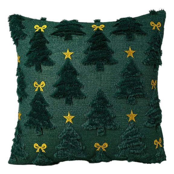 Christmas Pillow Covers, Christmas Throw Pillow Covers with Tree Decoration, Soft Plush Xmas Tree Throw Pillows Cases Winter Holiday Decor for Sofa Couch Bed Living Room
