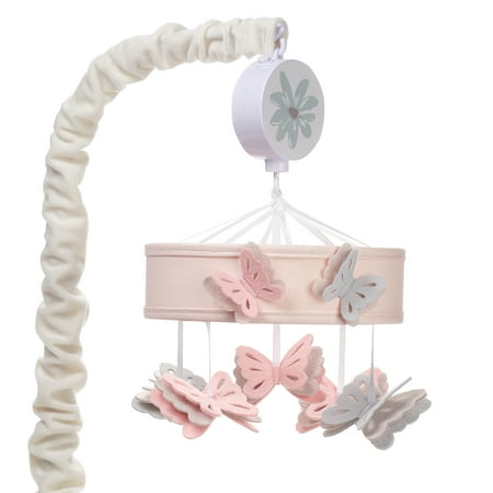 UPC: 0084122015371 | Lambs & Ivy Baby Blooms Pink Butterfly Musical Baby Crib Mobile Soother Toy