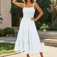 thumbnail image 2 of SMihono Summer Maxi Dresses for Women 2025 Elegant Classy Casual Smocked Dress Sleeveless Spaghetti Strap Dresses Beach Dress White L, 2 of 4