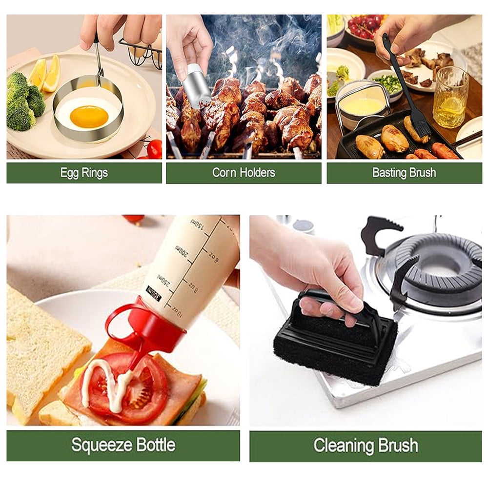18PCS Griddle Accessories Kit, Flat Top Grill Accessories Set for Blackstone and Camp Chef, Griddle Tools with Extra Large Griddle Spatula and Griddle Grease Gate for Outdoor BBQ