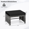 thumbnail image 3 of Gymax 2 Pieces Patio PE Rattan Ottomans with Soft Zippered Cushions for Deck Black, 3 of 9