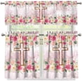 thumbnail image 2 of Cross Floral Kitchen Curtains, Decor for Home Valances for Windows,Kitchen Curtains and Valances Set Fall Decorations for Home Kitchen Window Curtains Over Sink Small Kitchen Curtains, 2 of 5