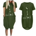 thumbnail image 2 of Robes d'Été Décontractées pour Femmes Col Rond Manches Courtes Robe Imprimée Ample Confortable Longueur Genou avec Poches, 2 of 5