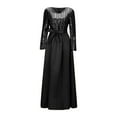 thumbnail image 4 of adviicd Robes de Soirée pour Femmes Élégantes Robes Maxi Moulantes à Manches Longues Col en V Froncé Robe de Cocktail Soirée Noire,TTTG, 4 of 5