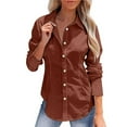 thumbnail image 2 of Kureaily Women's Lapel Long Sleeve Linen Button Solid Color Slim Fit Shirt Casual Shirts, 2 of 4