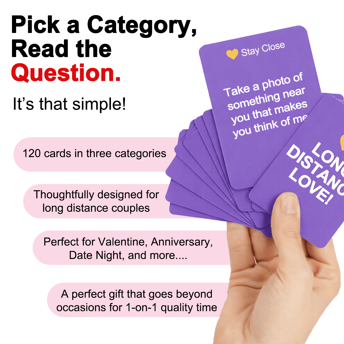 Long Distance Couples Card Game – 120 Questions, 3 Categories (Stay Close, Keep the Spark, Our Future) | Build Intimacy,, Feel Closer Across the Miles | Perfect for Video Calls, Texting & Anniversari