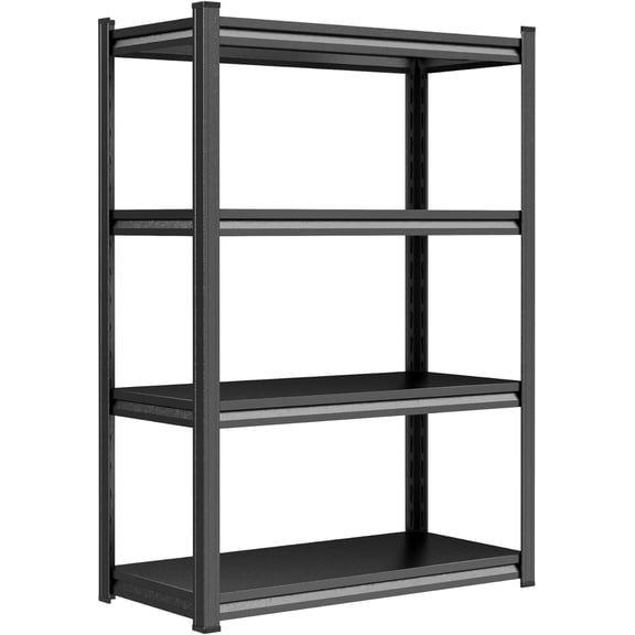 44"H 4-Tier Metal Storage Shelves, 2000LBS Heavy Duty Garage Shelving Unit, Adjustable for Pantry and Closet, 31.5"W x 13.8"D, Black